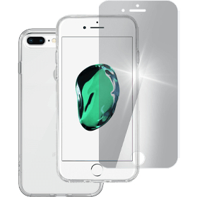 iPhone 7-8 Plus screenprotector gehard glas + hard hoesje transparant