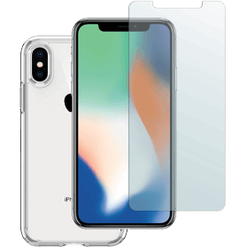 iPhone X-XS screenprotector gehard glas + hard hoesje transparant