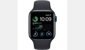 Apple Watch SE 2022 44 mm aluminium zwart wifi met zwart sportbandje